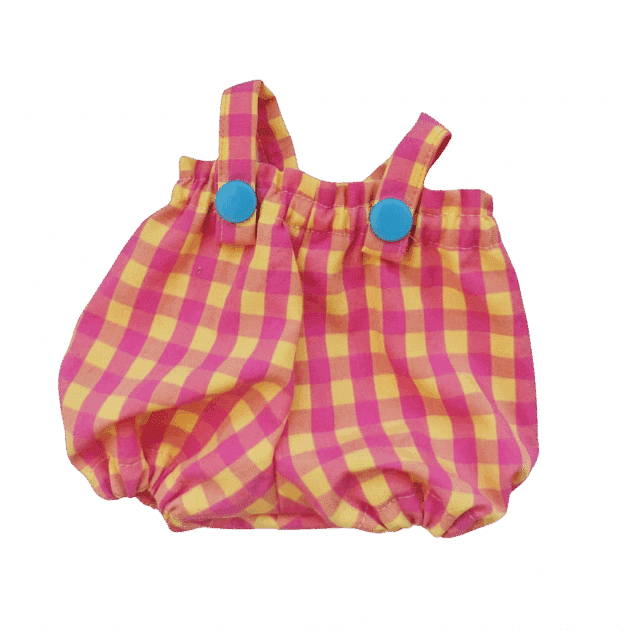 Ranita rosa y amarillo botón azul